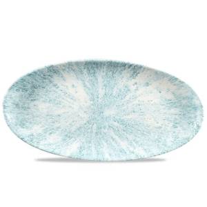 OVALES KOCHBRETTGRÖSSE. 34,7 x 17,3 cm. CHURCHILL STEIN AQUAMARIN