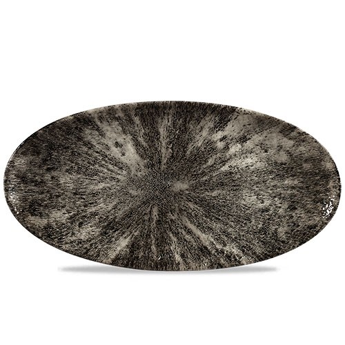 OVAL CHEFS BOARD SIZE. 34.7x17.3CM. CHURCHILL STONE QUARTZ BLACK