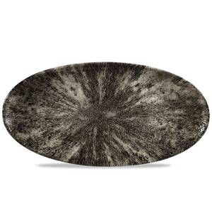 OVAL CHEFS BOARD SIZE. 34.7x17.3CM. CHURCHILL STONE QUARTZ BLACK
