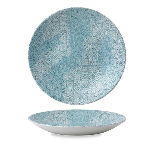 ASSIETTE COUPE COULEUR BLEU PROFOND DIAM 25.5CM. IMPRESSIONS VINTAGE CHURCHILL AIGUE-MARINE