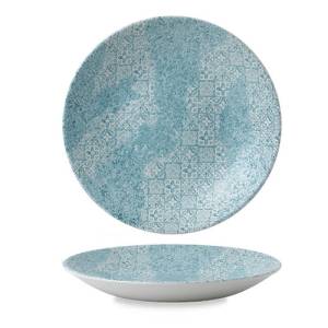 Coupe bord diep kleur blauw diam 25.5cm. Churchill Vintage Prints Aquamarine