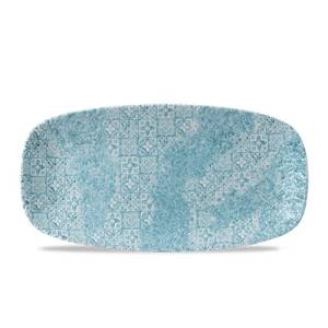 ASSIETTE CHEFS OBLONG COULEUR BLEU DIM. 29.8x15.3CM. CHURCHILL VINTAGE PRINTS AIGUE-MARINE