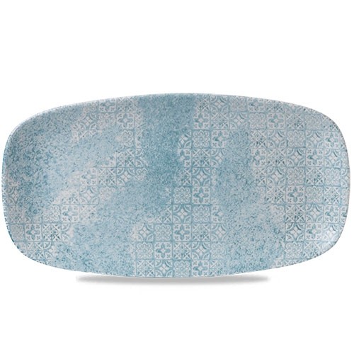 Chefs oblong bord kleur blauw afm. 35.5x18.9cm. Churchill Vintage Prints Aquamarine