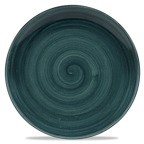 Coupe bord evolve diam. 28.8cm. Churchill Stonecast Patina Rustic Teal