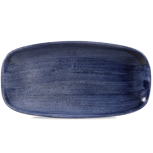 ASSIETTE CHEFS OBLONG DIM. 29.8x15.3CM. CHURCHILL STONECAST PATINE BLEU COBALT