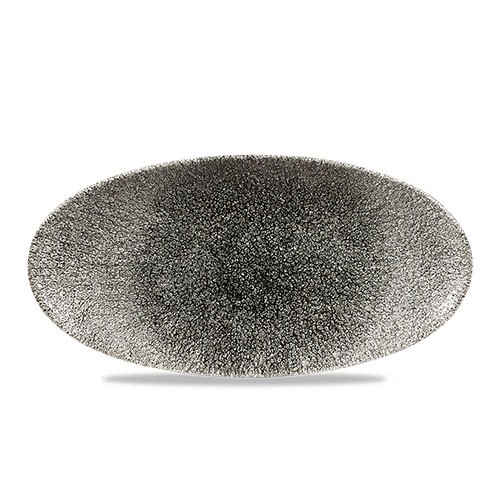 OVAAL CHEFS BORD AFM. 29.9x15CM CHURCHILL RAKU QUARTZ BLACK