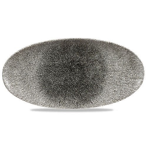 Ovaal chefs bord afm. 34.7x17.3cm Churchill raku Quartz Black