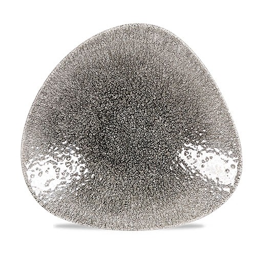 SCHÜSSEL MIT DREIECKIGEM INHALT. 78CL. RAKU CHURCHILL QUARZ SCHWARZ