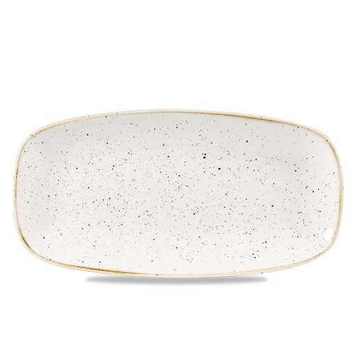 ASSIETTE CHEFS OBLONG DIM. 26.9x12.7CM. CHURCHILL STONECAST ORGE BLANC