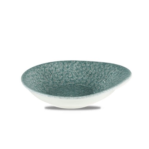 BOARD ROUND SIZE. 18.5x16.8CM. CHURCHILL RAKU TOPAZ BLUE