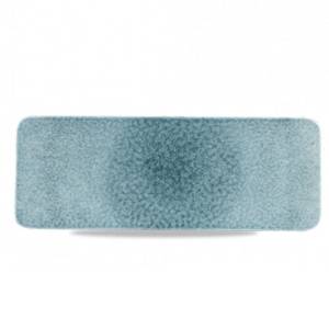 RECTANGULAR PLATE SIZE. 37.6x14CM. CHURCHILL RAKU TOPAZ BLUE