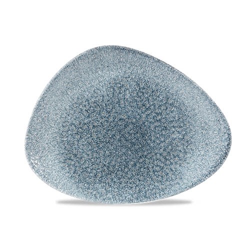 KOCHTELLER DREIECKIG ABM. 26,5 x 20,5 cm. CHURCHILL RAKU TOPAS BLAU