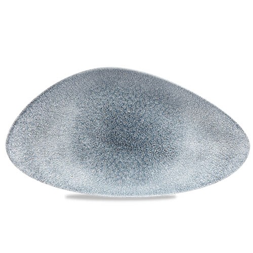Chefs bord driehoekig afm. 35.5x18.8cm. Churchill raku Topaz Blue