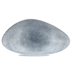CHEFS BORD DRIEHOEKIG AFM. 35.5x18.8CM. CHURCHILL RAKU TOPAZ BLUE