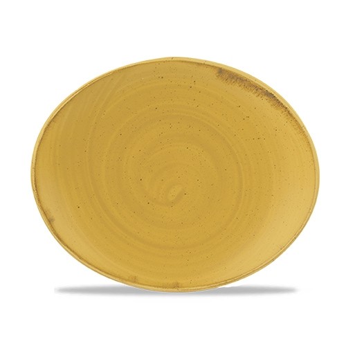 COUPE-TELLER OVAL ABM. 19,2 x 16 cm. CHURCHILL STONECAST SENFSAMEN GELB