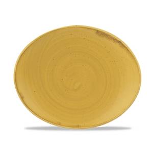 COUPE-TELLER OVAL ABM. 19,2 x 16 cm. CHURCHILL STONECAST SENFSAMEN GELB