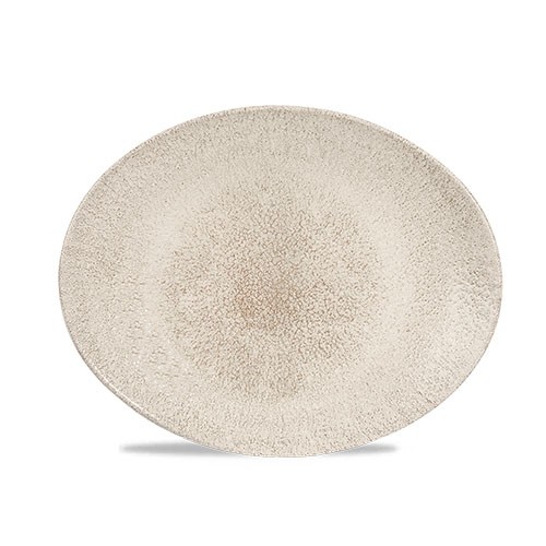 SIGNE COUPE DIM. 27x22.9CM. CHURCHILL OVALE RAKU AGATE GRIS