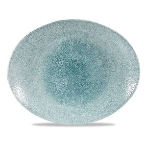 Coupe bord ovaal afm. 31.7x25.5cm. Churchill raku Jade Green