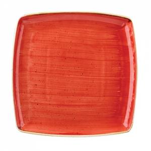 Bord vierkant kleur Berry Red afm. 26,8cm. Churchill Stonecast