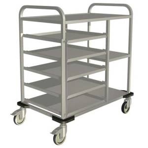 VOITURE DE TRANSPORT PANIER AVEC ETAGERES TÉLESCOPIQUES DIM. 96,5X62,5X112CM. 4 COMMUTATEURS/2 FREIN