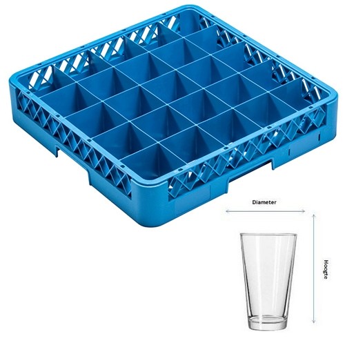 SPÜLMASCHINENKORB FÜR TASSEN 25 FÄCHER | DURCHM. 8,9 cm. UND HGT. 7,7 cm. | AFM. 50X50X10CM. REINIGUNGSRACK