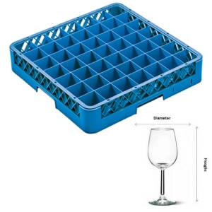 PANIER LAVE-VAISSELLE POUR PIED VERRES 49 COMPARTIMENTS | DIAM. 6.3CM. ET HGT. 7.7CM. | AFM. 50X50X10CM. SUPPORT DE NETTOYAGE