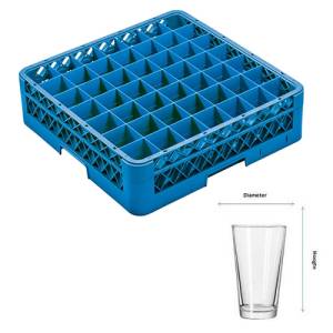 SPÜLMASCHINENKORB FÜR TASSEN 49 FÄCHER | DURCHM. 6,3 cm. UND HGT. 20 CM. | AFM. 50X50X22,5CM. REINIGUNGSRACK