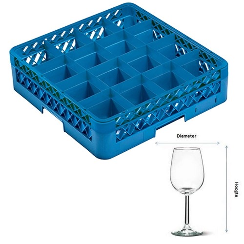 SPÜLMASCHINENKORB FÜR FUSSGLÄSER 16 ABLAGEN | DURCHM. 11,3 cm. UND HGT. 11,8 cm. | AFM. 50X50X14,5CM. REINIGUNGSRACK