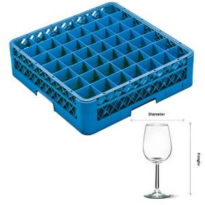 DISHWASHER BASKET FOR FOOT GLASSES 49 COMPARTMENTS | DIAM. 6.3CM. AND HGT. 24CM. | AFM. 50X50X26.5CM. CLEANING RACK