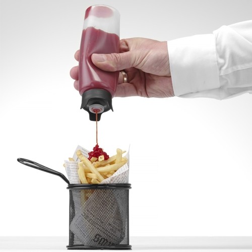 Tropfsicherer Inhalt der Spenderflasche. 23CL. FARBE TRANSPARENT SCHWARZES KUNSTSTOFF HENDI