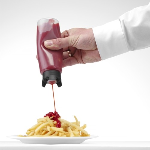 Tropfsicherer Inhalt der Spenderflasche. 23CL. FARBE TRANSPARENT SCHWARZES KUNSTSTOFF HENDI