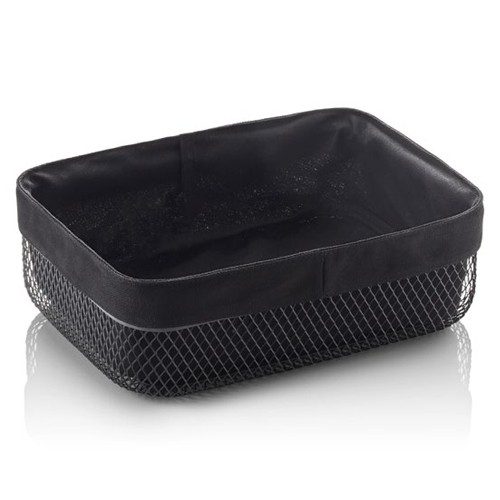 BUFFET BASKET DIM. 27.5X20XH8.5CM. BLACK METAL/COTTON