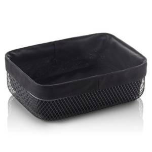 BUFFET BASKET DIM. 27.5X20XH8.5CM. BLACK METAL/COTTON