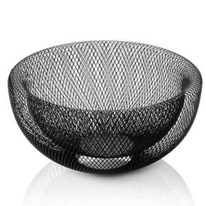 BUFFET BASKET DIAM. 29.5CM. HGT. 15CM. BLACK METAL/COTTON