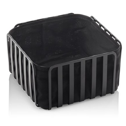 Buffetkorf afm. 19x19xh10,5cm. zwart metaal/katoen