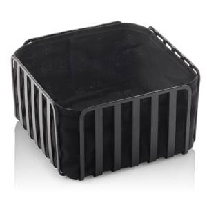 Buffetkorf afm. 19x19xh10,5cm. zwart metaal/katoen