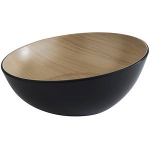 Schaal diam. 28,5cm. h. 14cm. zwart/houtlook