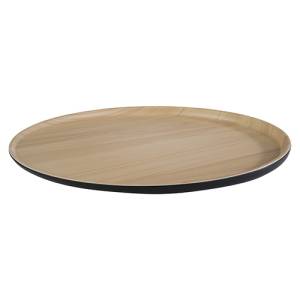 Schaal diam. 31,5cm. h. 2,5cm. zwart/houtlook Nova