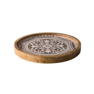 Bord hout diam. 25cm. grijs Marrakech