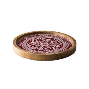 ASSIETTE BOIS DIAM. 25CM. MARRAKECH ROUGE