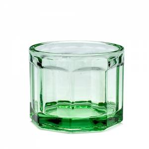 DRINKING GLASS SMALL CONTENTS. 16CL DIAM. 8CM. H 6CM. FISH &amp; FISH PRESSED GLASS COLOR TRANSPARENT GREEN SERAX