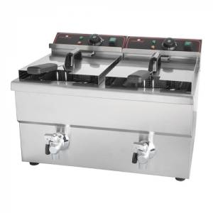 Friteuse met aftapkraan inh. 8ltr. + 8ltr. 2x230/6500w Caterchef