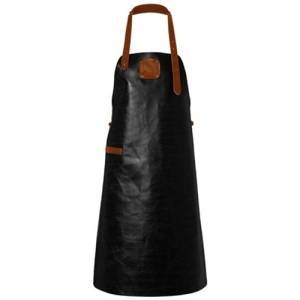 TABLIER EN CUIR NOIR PUR/COGNAC CLASSIC CHICORY