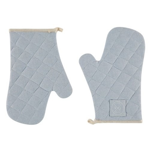 LOT DE 2 MITAINES DE CUISINE EN COTON BLEU CIEL CHICORÉE