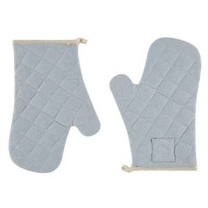 LOT DE 2 MITAINES DE CUISINE EN COTON BLEU CIEL CHICORÉE