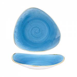 Schaal driehoekig kleur Cornflower Blue afm. 15,3cm. Churchill Stonecast