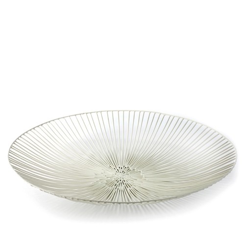 SCHÜSSEL FLACH 'EDO' DURCHM. 50CM. HG. 7CM. FARBE WEISSE METALLSKULPTUREN A. SCIORTINO SERAX