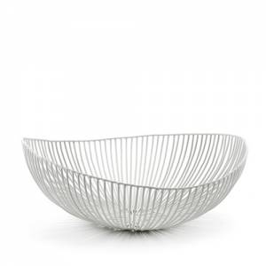 SCHAAL OVAAL 'MEO' AFM. 37X33CM. HG. 14CM. KLEUR WIT METAL SCULPTURES A. SCIORTINO SERAX