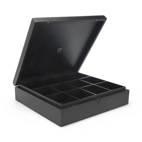 TEA BOX 12 COMPARTMENT BAMBOO BLACK BREDEMEIJER