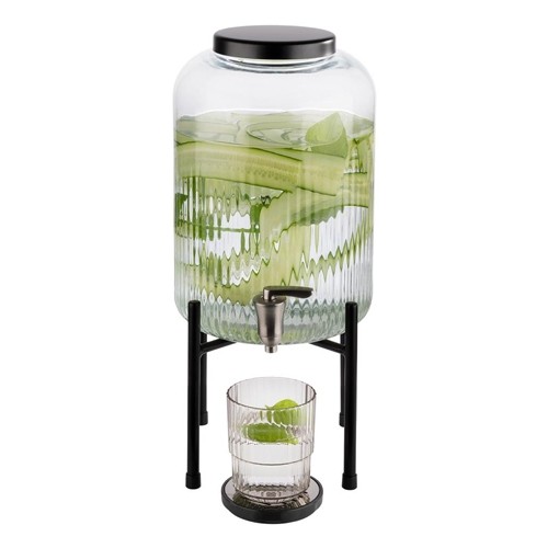 GETRÄNKESAPFER, INHALT 7 l. GLAS TRANSPARENT INKLUSIVE STÄNDER
